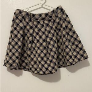 Zara Black and Cream Checkered Skirt